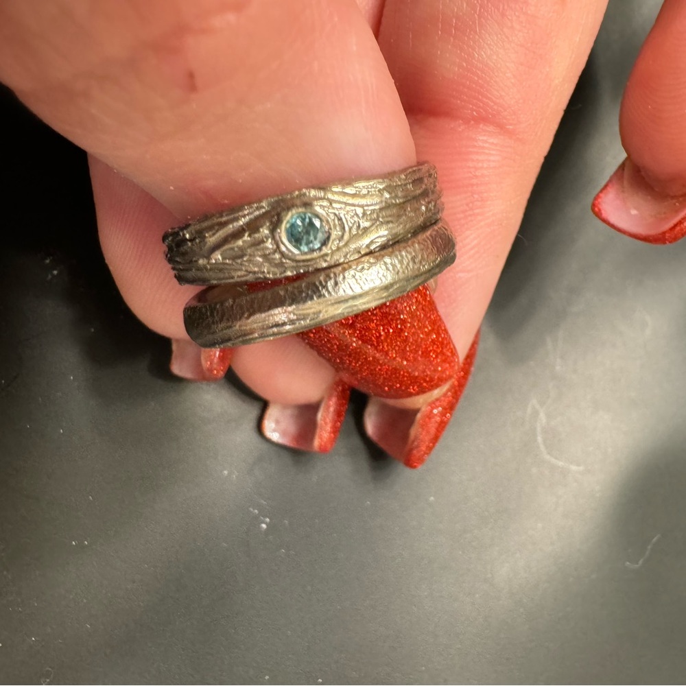 Custom Nature Inspired Engagement Ring and Wedding Band
